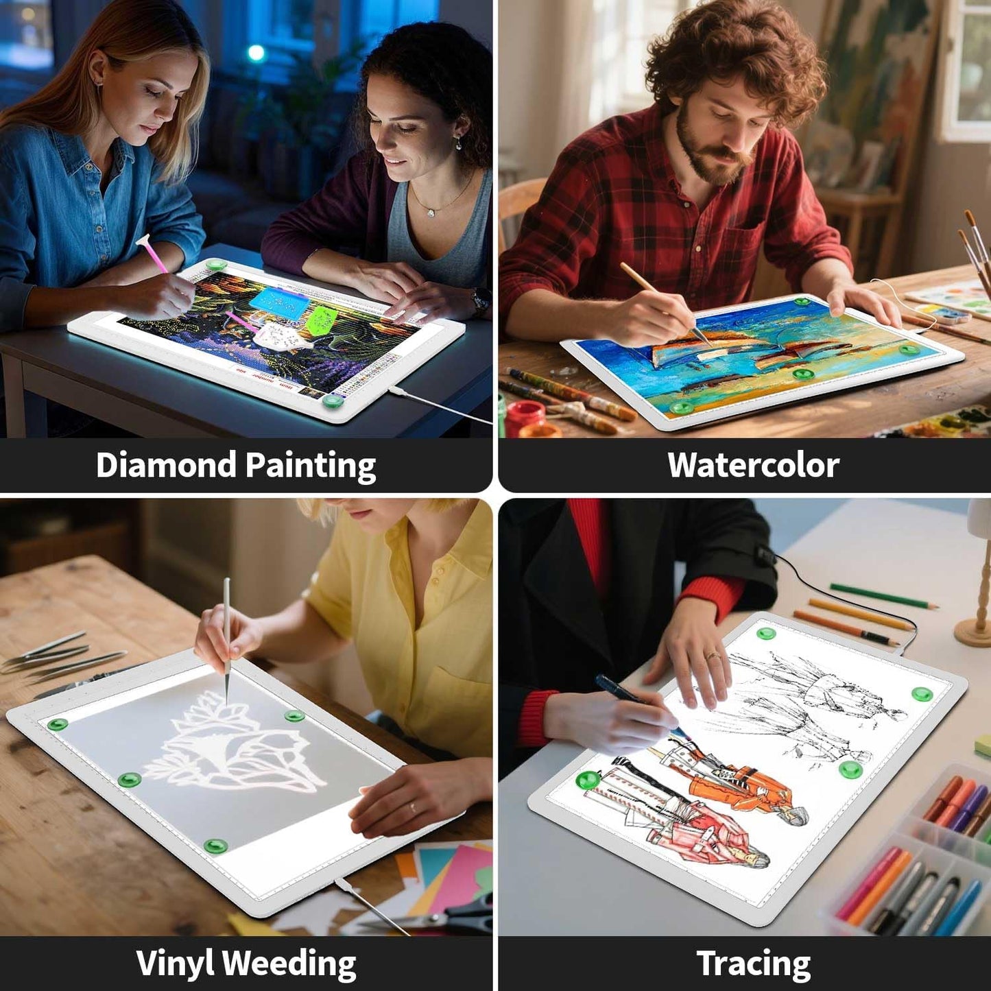 A2 Light Pad (25.2" x 18.4"), Large Magnetic Bright Light Box for tracing,6 Levels Dimming/3 Color,Physical Buttons,Light Board for Diamond Painting,Light Table for Drawing, Sketching