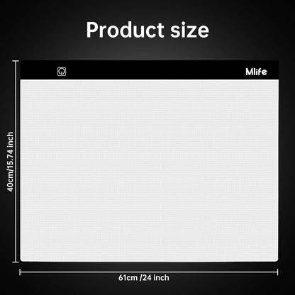 Mlife A2 LED Light Pad for Diamond Art Painting Light Board with 3 Brightness, Tracing Light Board with USB Cable & 4 Fasten Clips for Sketching, Animation, Drawing, Diamond Art Painting Supplies