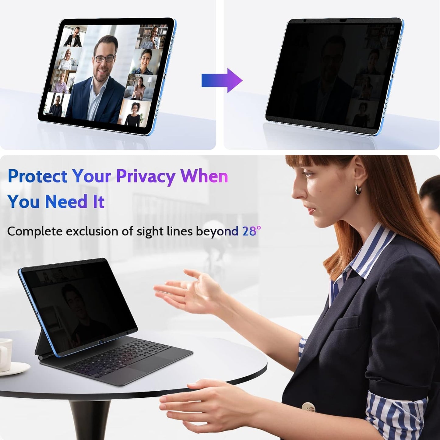 Peslv Magnetic Privacy Screen for Surface Laptop 6/5/4/3/2/1 13.5 Inch, Removable Anti Blue Light Glare Filter, Black Security Private Apy Block Protector