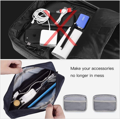 imComor Universal Electronics Accessories Case, 2-Pack Portable Soft Carrying Case Bag Wire Cable Organizer for Hard Drive, Power Adapter, Laptop Mouse, Cosmetics Kit, Small+Big-Black