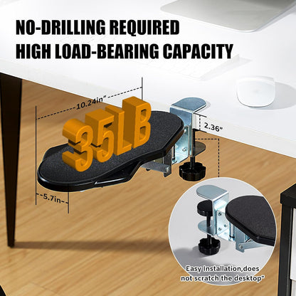 Computer Arm Rest for Desk, 180° Adjustable Rotating Desk Extender Tray, 90° Foldable Elbow Arm Support, Ergonomic Desk Arm Wrist Rest Shelf for Home and Office