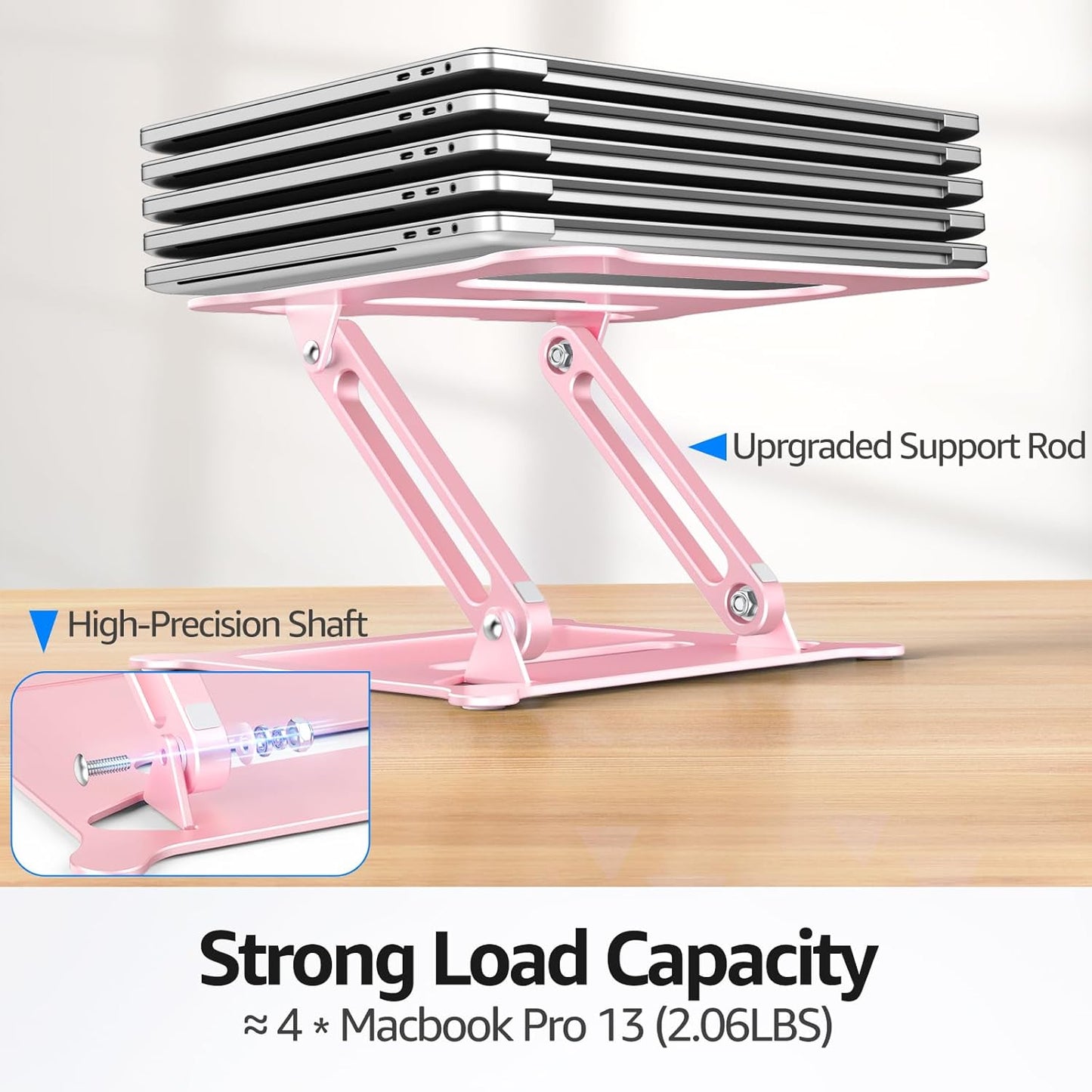 Urmust Aluminum Laptop Stand, Portable Laptop Riser, Adjustable Laptop Stand for Desk Foldable, Ergonomic Computer Notebook Holder for MacBook Air Pro HP, Office Desk Accessories (10-15.6'')- Black