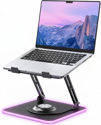 JOYEKY Laptop Stand for Desk, Adjustable Computer Stand with 360° Rotating Base, Ergonomic Laptop Riser for Collaborative Work, Foldable & Portable Laptop Stand, fits for All 10-16" Laptops