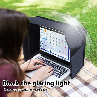 Portable Laptop Sun Shade Foldable Laptop Sun Shade for Working Outside Computer Screen Glare Protection for Computer Privacy Hood Cover,with Glare Reduction 12-14in(Patent Pending)
