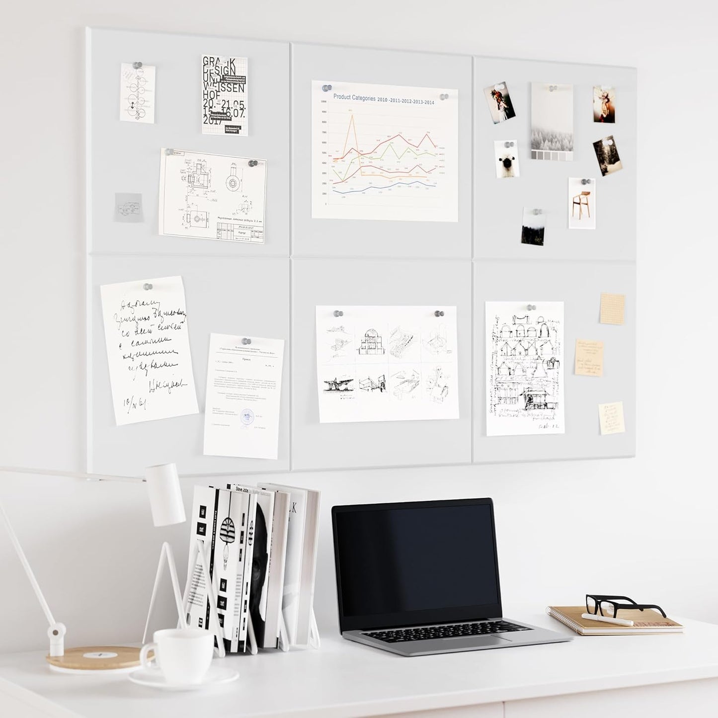 Neatsure Large Cork Board for Wall, Black Felt Bulletin Board with Pushpins, 36" x 24" 6 Panels Wall Tiles, Tack Push Pin Boards for Office