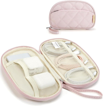 BAGSMART Electronics Organizer Travel Case, Cord Organizer for Women, Travel Cable Bag (Beige)