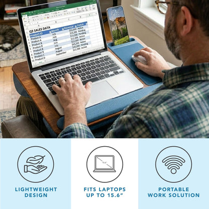 LAPGEAR Home Office Lap Desk with Device Ledge, Mouse Pad, and Phone Holder - Black Carbon - Fits up to 15.6 Inch Laptops - Style No. 91588
