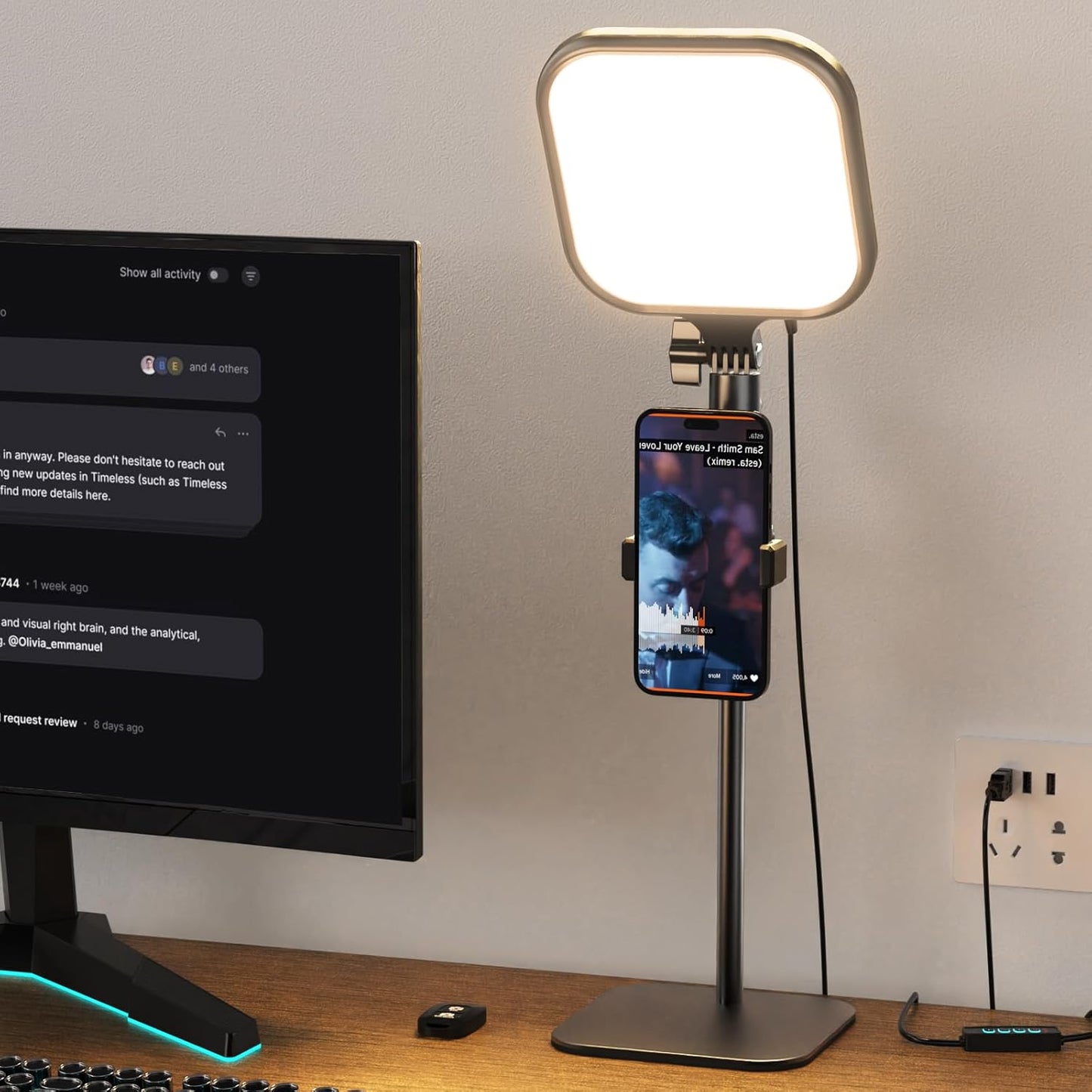 UBeesize Zoom Lighting for Computer, Video Conference Lighting for Video Calls, Desk Light with Stand and Phone Holder for Webcam, Home Office, Podcast, Online Meetings, Live Streaming（2 Pack