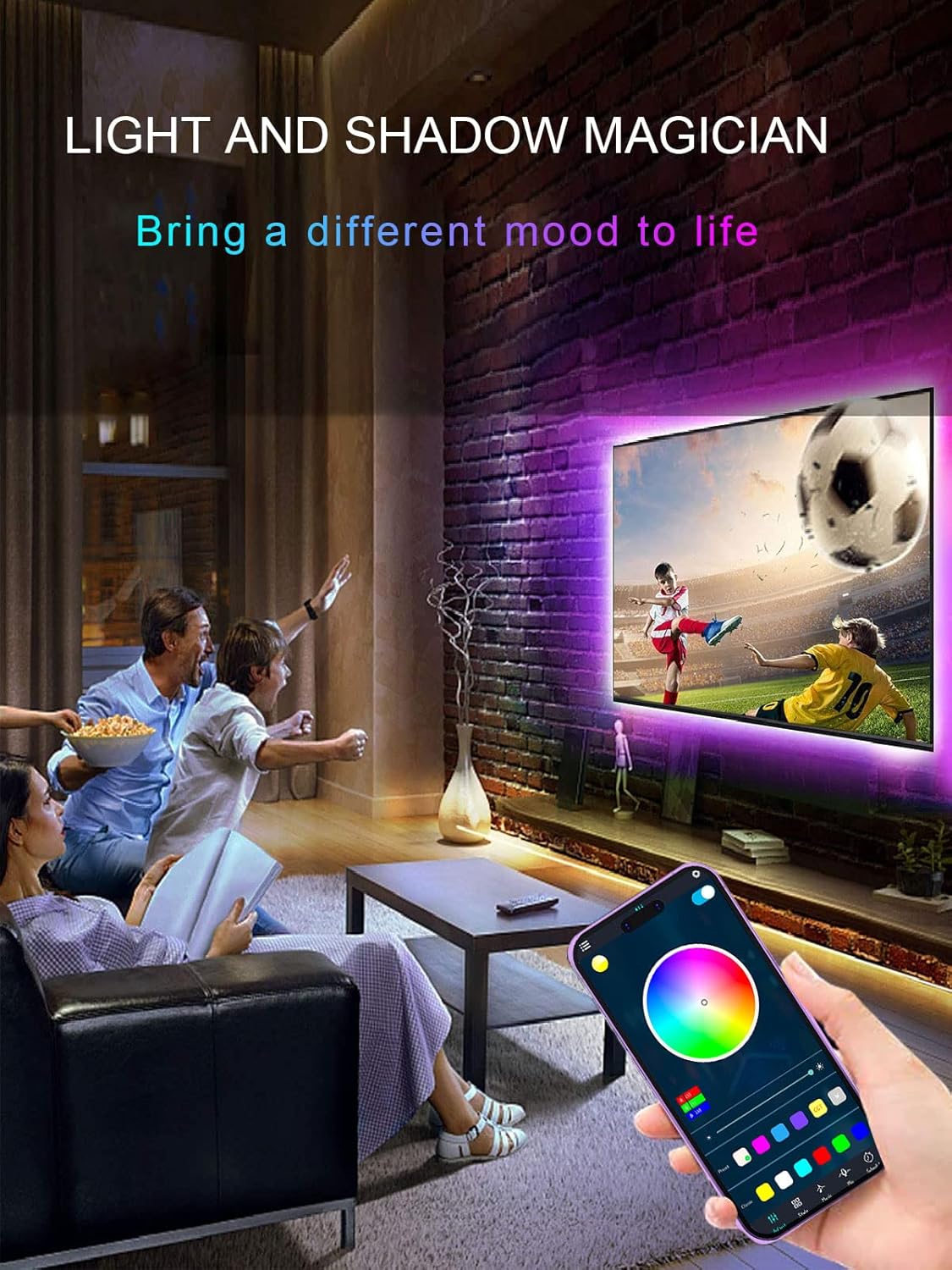 KANTUTOE LED Lights for TV, 16.4ft LED Lights for 45-75 Inch TVs, RGB TV Backlight Behind, Music Sync Bluetooth APP & Remote Control Strip Lights USB Powered for Bedroom, Gaming, Home Décor