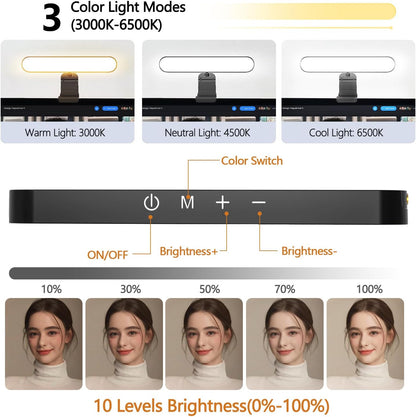 yAyusi Video Conference Light, LED Streaming Lighting for Laptop Computer Monitor, Desk Selfie Ring Light with Remote and Touch Control, PC Podcast Camera Webcam Light for Video Calls/Zoom Meetings
