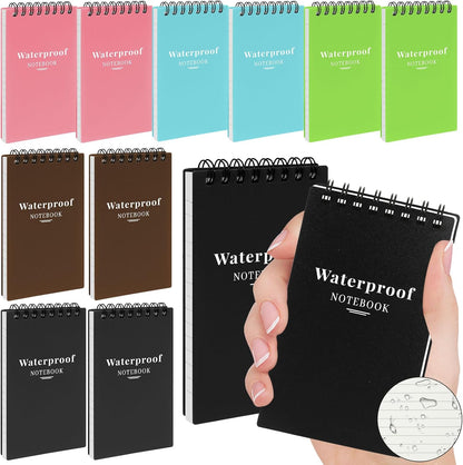 wavamawa 6 Pack Waterproof Pocket Notebooks, 3x5 Small Notepads, Mini Top Spiral Notebook, Lined College Ruled Paper, Tiny Memo Pads for Home, Office, Work, School, or Travel