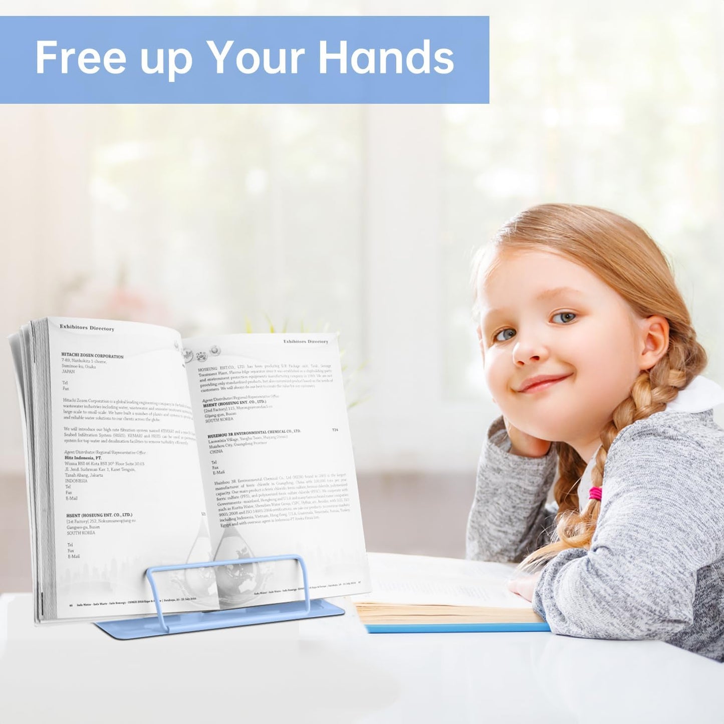 Honagu Book Stand Metal Desk Book Holder, Book Holders for Reading Hands Free, Adjustable Cookbook Documents Holder, Portable Bookstand for Music Books, Textbook, Recipe, Tablet, Ipad (Black)