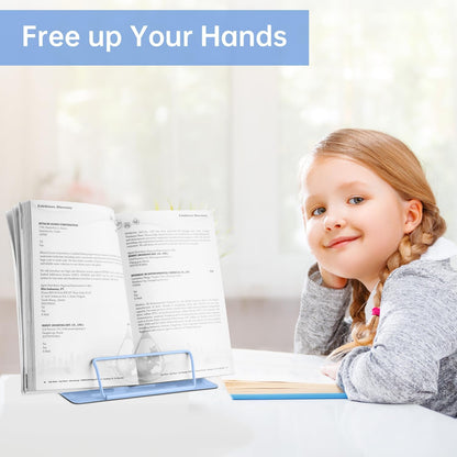 Honagu Book Stand Metal Desk Book Holder, Book Holders for Reading Hands Free, Adjustable Cookbook Documents Holder, Portable Bookstand for Music Books, Textbook, Recipe, Tablet, Ipad (Black)