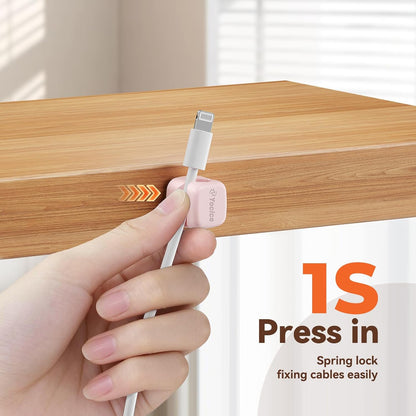 12Pack Rotatable Cord Organizer,Spring Cable Clips Desk Cable Management Cord Holder Adhesive Phone Charger Cord Clips for Home Office Car Wall Nightstand Accessories, Clear