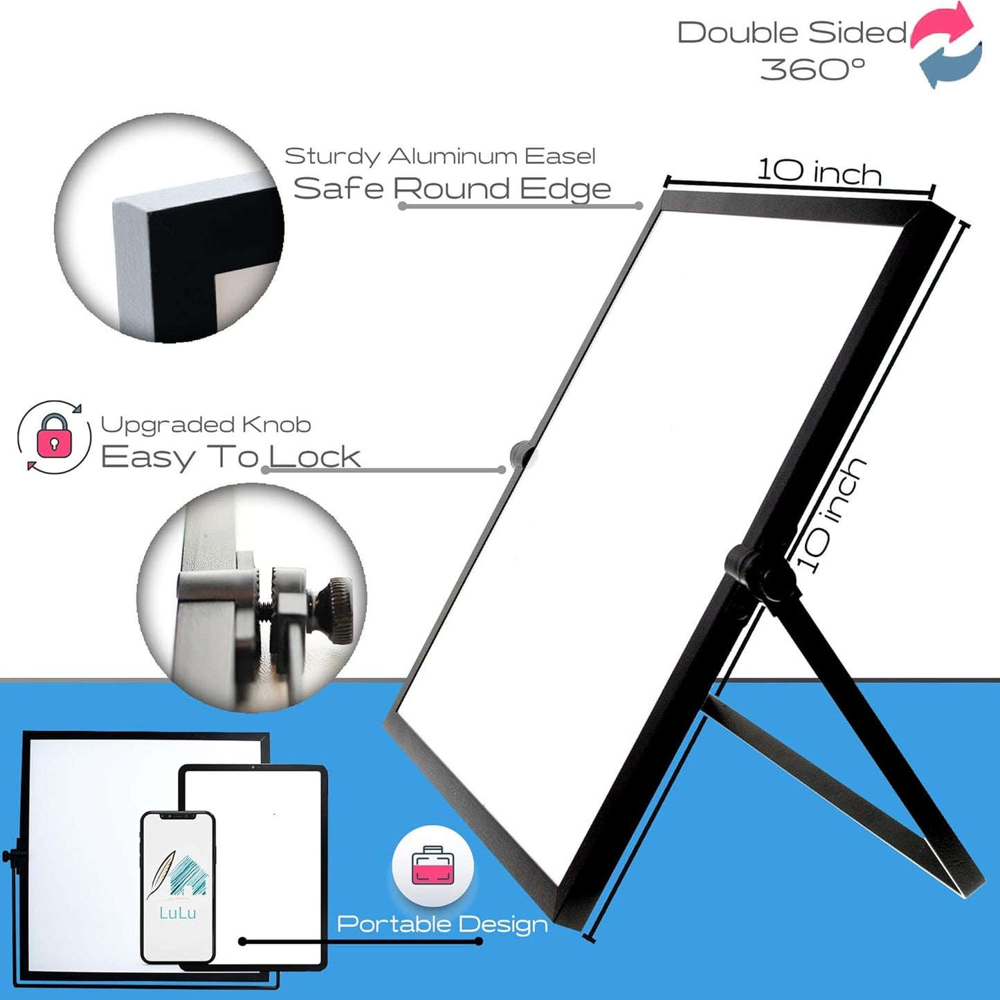 Dry Erase White Board for Desktop & Wall 12"x16" with 2 Magnetic Removable Planners - Weekly & Monthly to Do List Board with Stand, 6 Markers Eraser & Wall Hangers - Portable Double Sided Magnetic