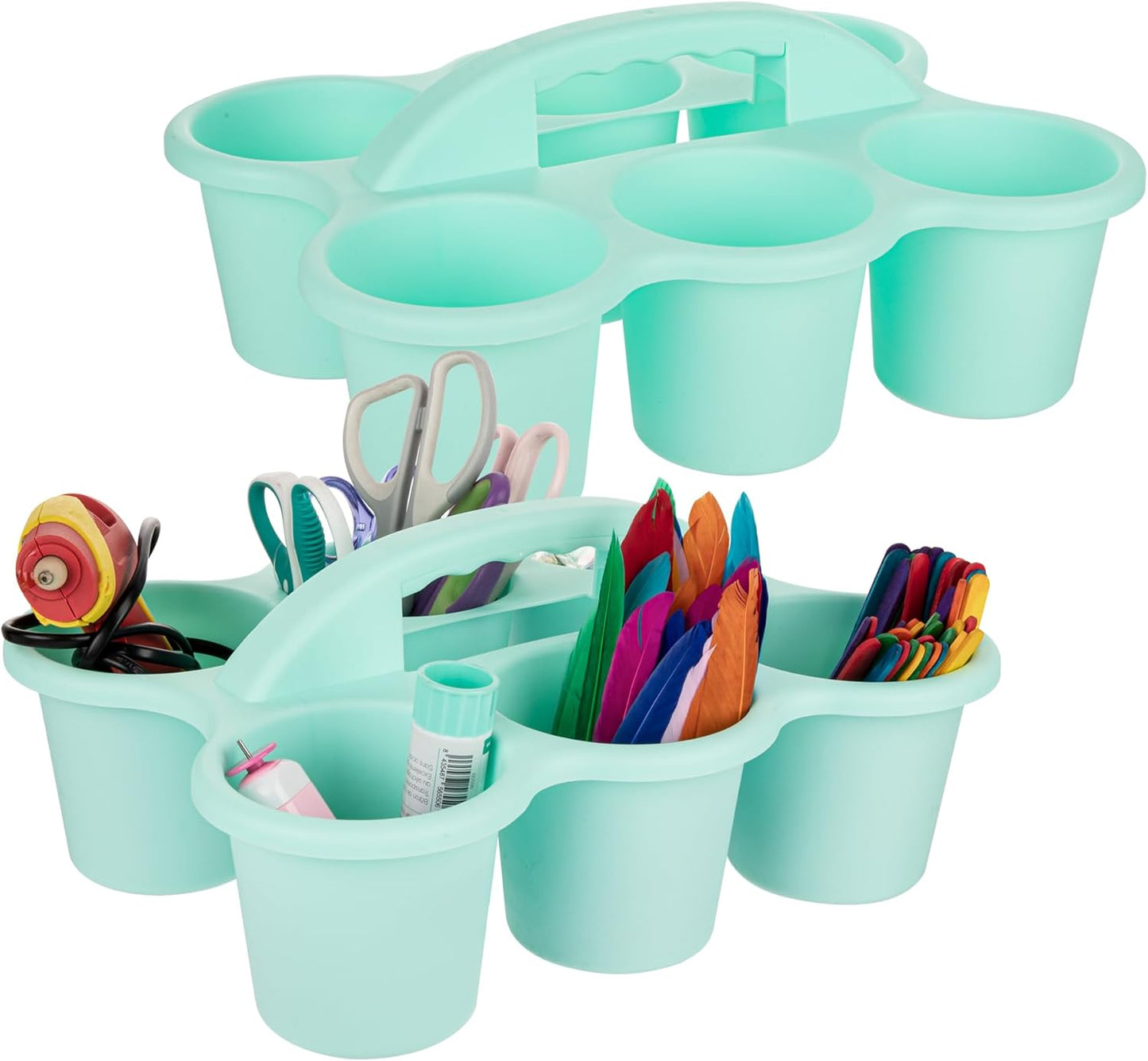 2 Pack Classroom Caddy For School,Kidsroom,Pencil Holder,Plastic Cup Caddy for Drink Delivery (Blue)