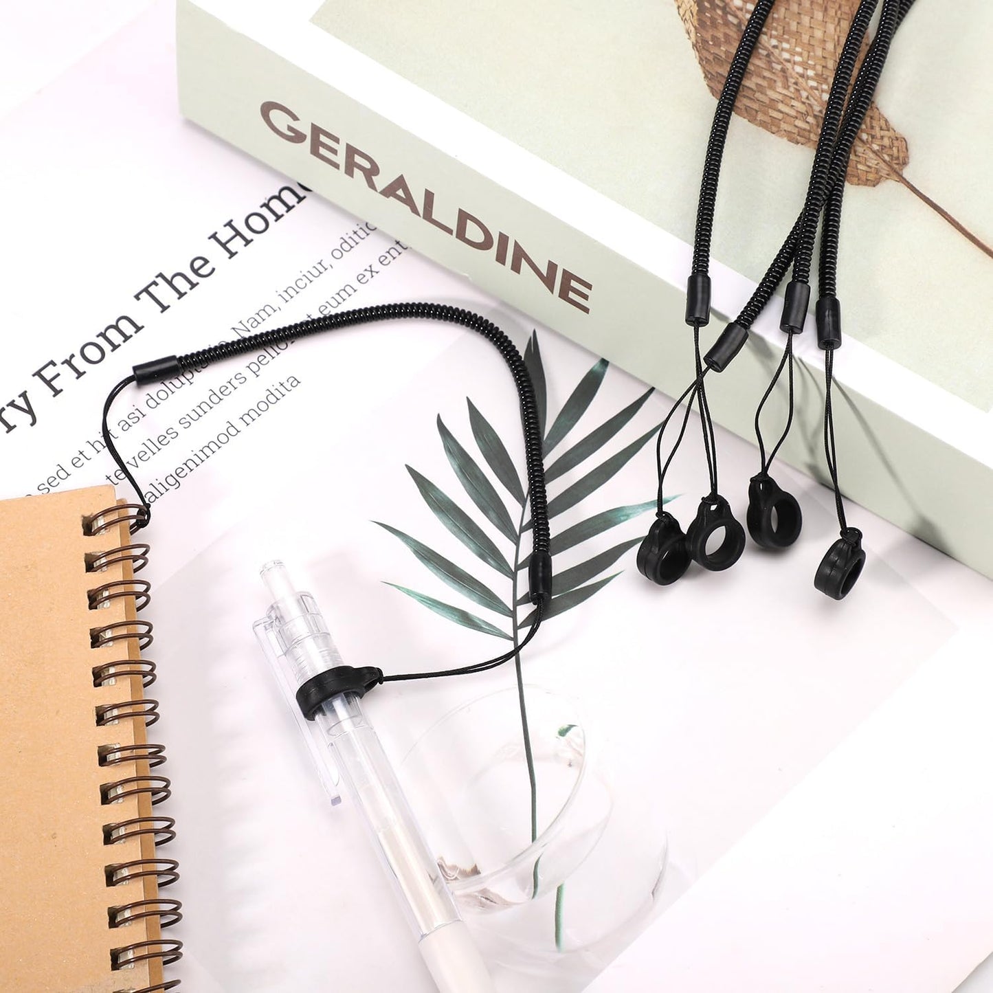 10pcs Pen Lanyards, Elastic Lanyard Tether with Silicone Rings Retractable Stylus Tether Clipboard Pen Strap Tablet Holder Anti-Lose Leash for Tethering Stylus to Touchscreen