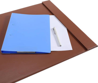 24" x 18" Leather Desk Blotter with Top Rail for Writing Leather Executive Desk Pad Protector Desk Mat for Office Home Workplace Black