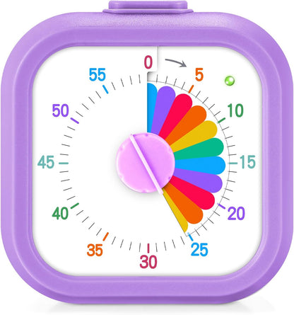 Mwellewm Visual Timer for Kids, 60 Minute Time Digital Pomodoro Timer Countdown with Silent Pause Function for Classroom Kitchen Study Cooking Meetings ADHD Rainbow Pattern(Blue)