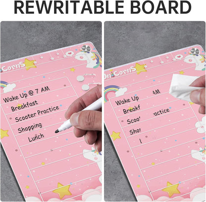 NiHome Acrylic Magnetic to Do List Planning Board with Sliders & Desktop Stand, Chore Chart for Kids & Adults, Checklist Routine Chart Task Board for Fridge & Desk, for Magnetic Metal Surfaces Only