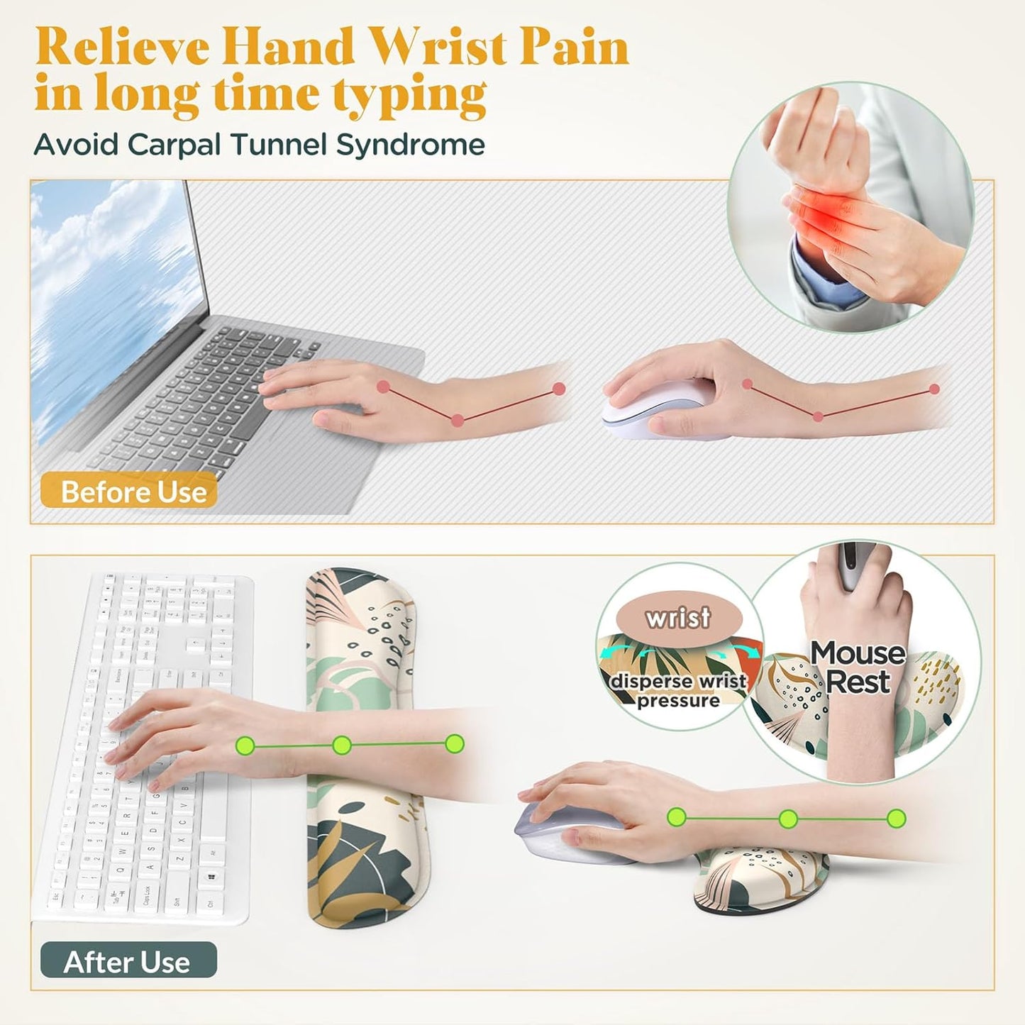 Gimars Upgrade Enlarge Silky and Superfine Fabric Gel Memory Foam Keyboard Wrist Rest Set, Ergonomic Keyboard Mouse Wrist Support for Typing Pain Relief, Comfort for Office, Gaming, Computer, Black