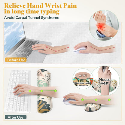 Gimars Upgrade Enlarge Silky and Superfine Fabric Gel Memory Foam Keyboard Wrist Rest Set, Ergonomic Keyboard Mouse Wrist Support for Typing Pain Relief, Comfort for Office, Gaming, Computer, Black