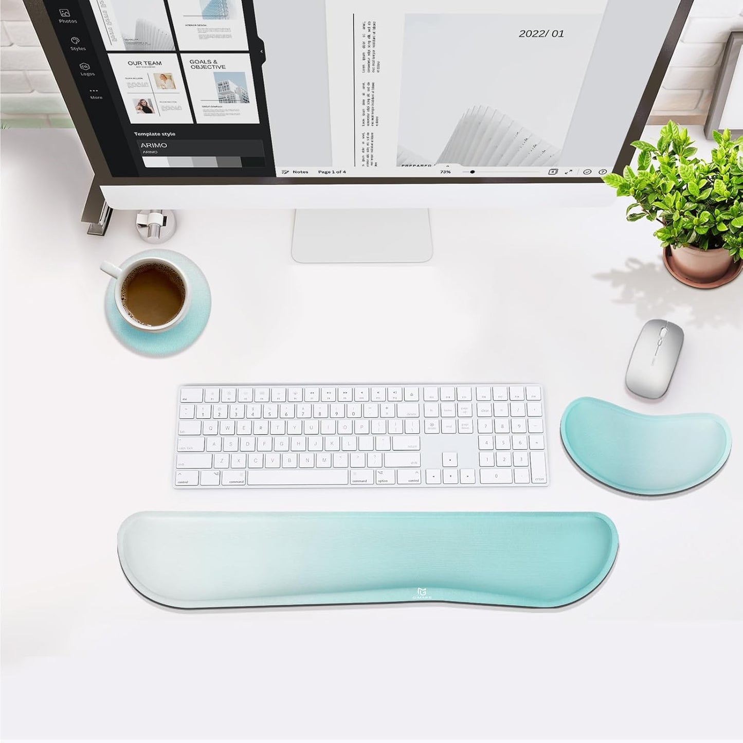 Gimars Upgrade Enlarge Silky and Superfine Fabric Gel Memory Foam Keyboard Wrist Rest Set, Ergonomic Keyboard Mouse Wrist Support for Typing Pain Relief, Comfort for Office, Gaming, Computer, Black