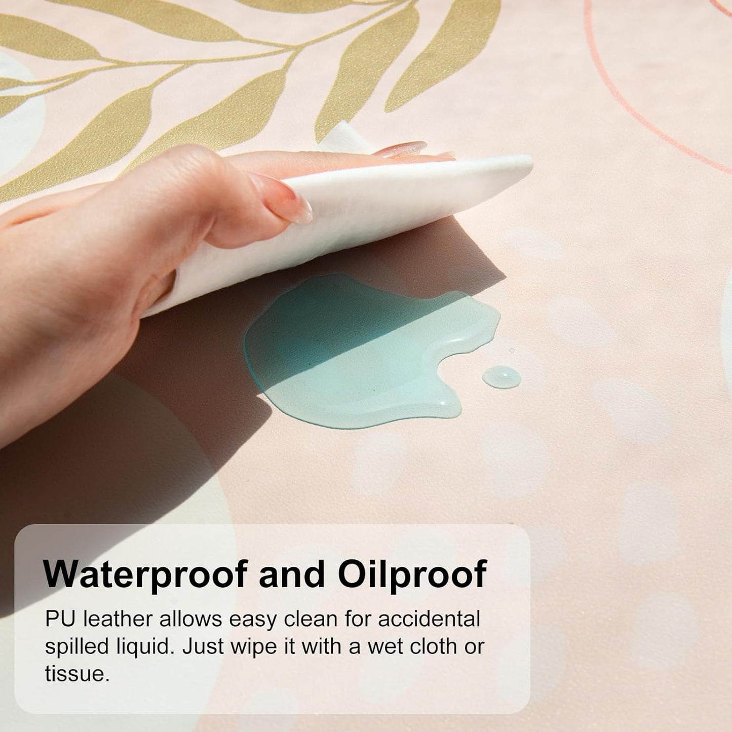 QIYI Large Mouse Pad, Cute Pink Desk Mat for Desktop, Women Girls PU Leather Desk Pad Waterproof Gaming Mousepad, Rose Gold Marble Computer Protector Writing Pad for School Office Home 31.5" x 15.7"
