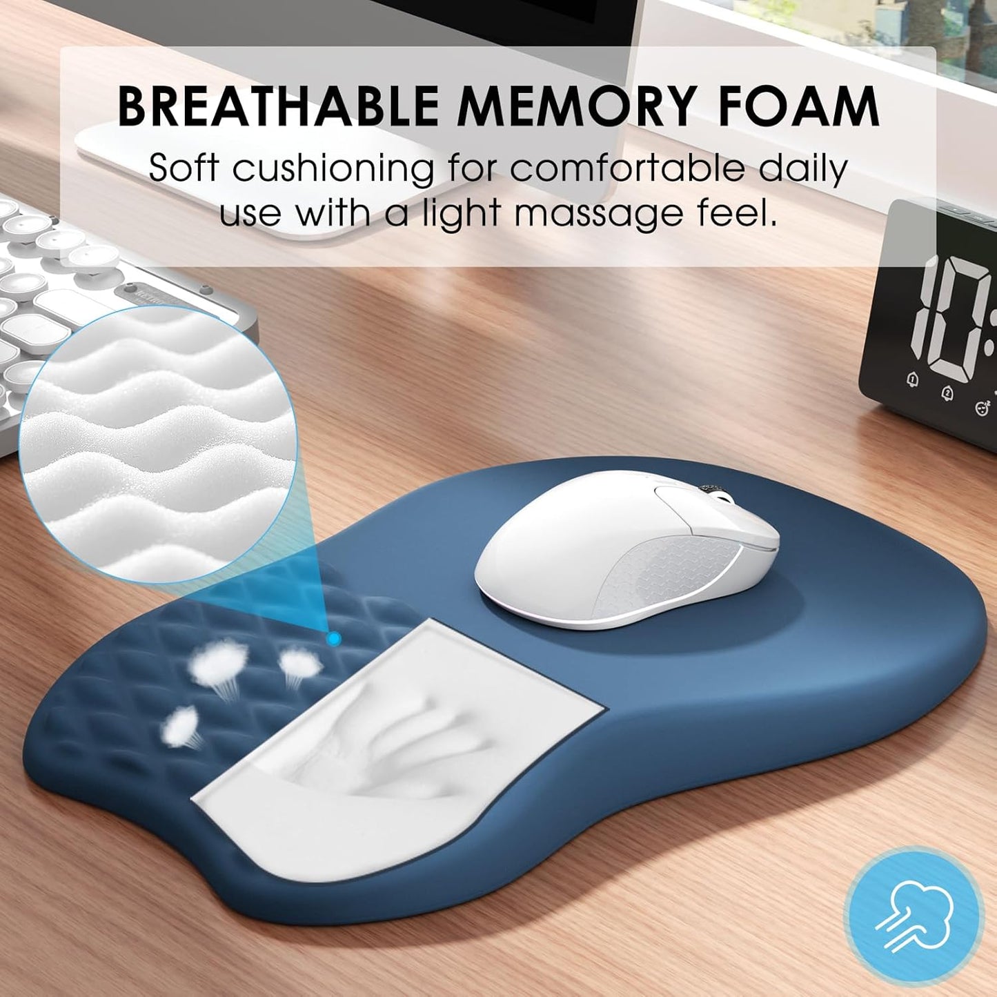 MROCO Ergonomic Mouse Pad with Wrist Support, Memory Foam Wrist Rest Mouse Pad, Non-Slip Base, Smooth Surface for Office & Home, Black