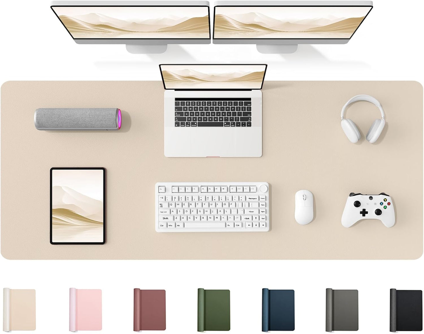 YSAGi 35.4" x 17" Large PU Leather Desk Mat for Keyboard and Mouse - Waterproof Non-Slip Desk Pad Protector for Office, Home, Writing Desk, Black