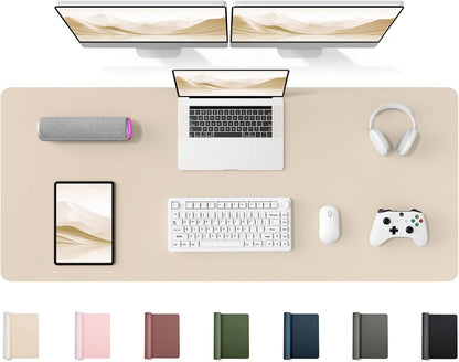 YSAGi 35.4" x 17" Large PU Leather Desk Mat for Keyboard and Mouse - Waterproof Non-Slip Desk Pad Protector for Office, Home, Writing Desk, Black