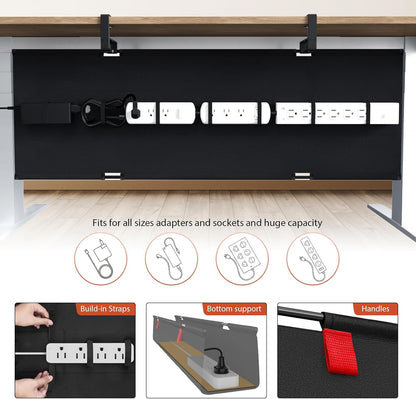 Univivi No Drill Under Desk Cable Management Tray, 36" Cord Organizer for Table, Clamp/Screw Mount Desk Cable Management, Premium Fabric Cable Management Tray for Office, Home