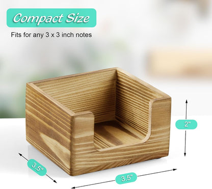 Bivvclaz Wood Sticky Note Holder, 3 x 3 Inch Post It Note Dispenser for Office Desk Accessories, Self Stick Note Pad Holder, Memo Pad Holder Dispenser Organizer for School Office Desk Supplies, Black