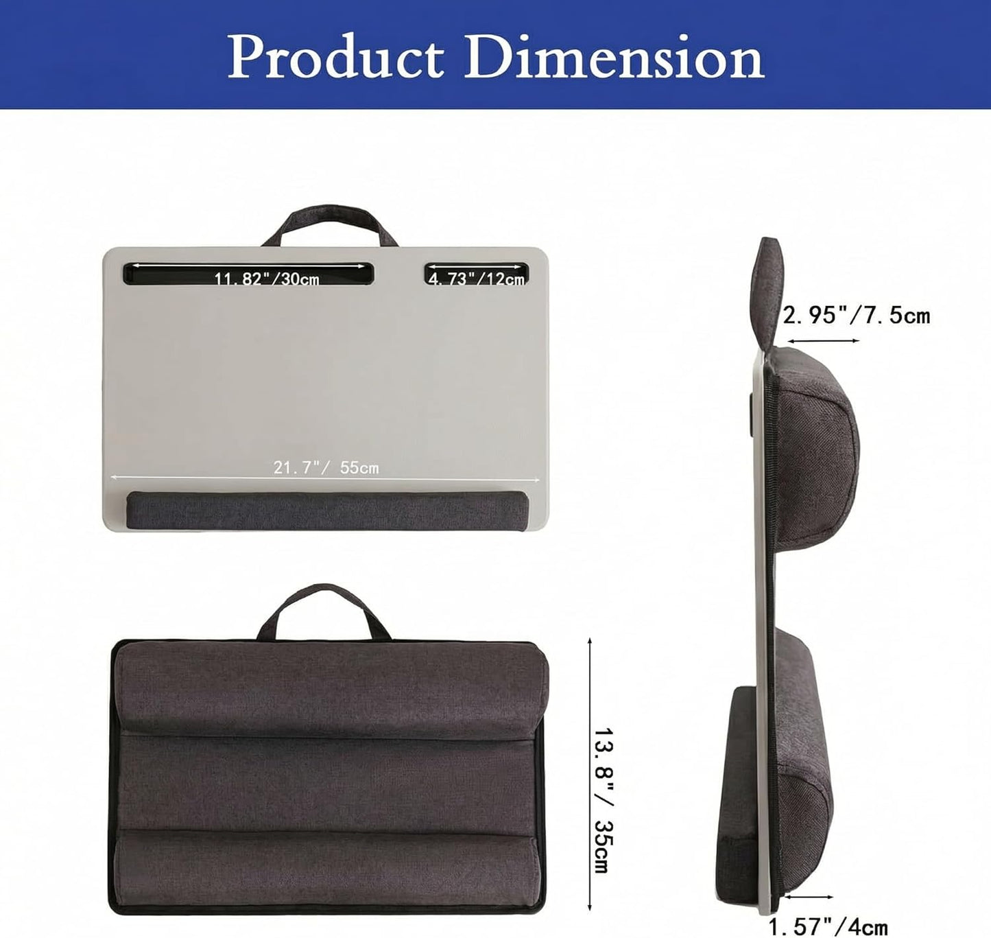 Lap Desk Home Office Lap Desk Portable Laptop Desk for Left Right - Handers with Whole Mouse Pad Wrist Pad Dual Cushion Phone Tablet Slots Fits Up to 17 Inch Laptops