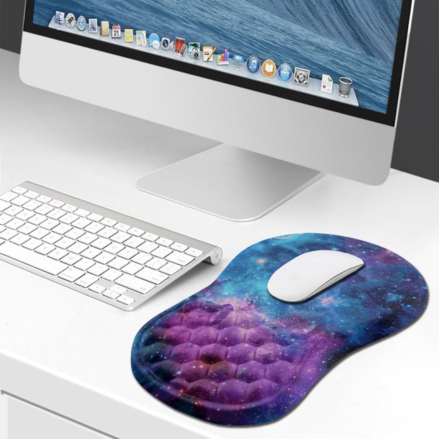 Hokafenle Ergonomic Mouse Pad Wrist Support, Wrist Rest Mousepad for Carpal Tunnel Pain Relief with Integrated Memory Foam Slope Massage Bulge (11.8x7.9 inch,Topographic Contour)