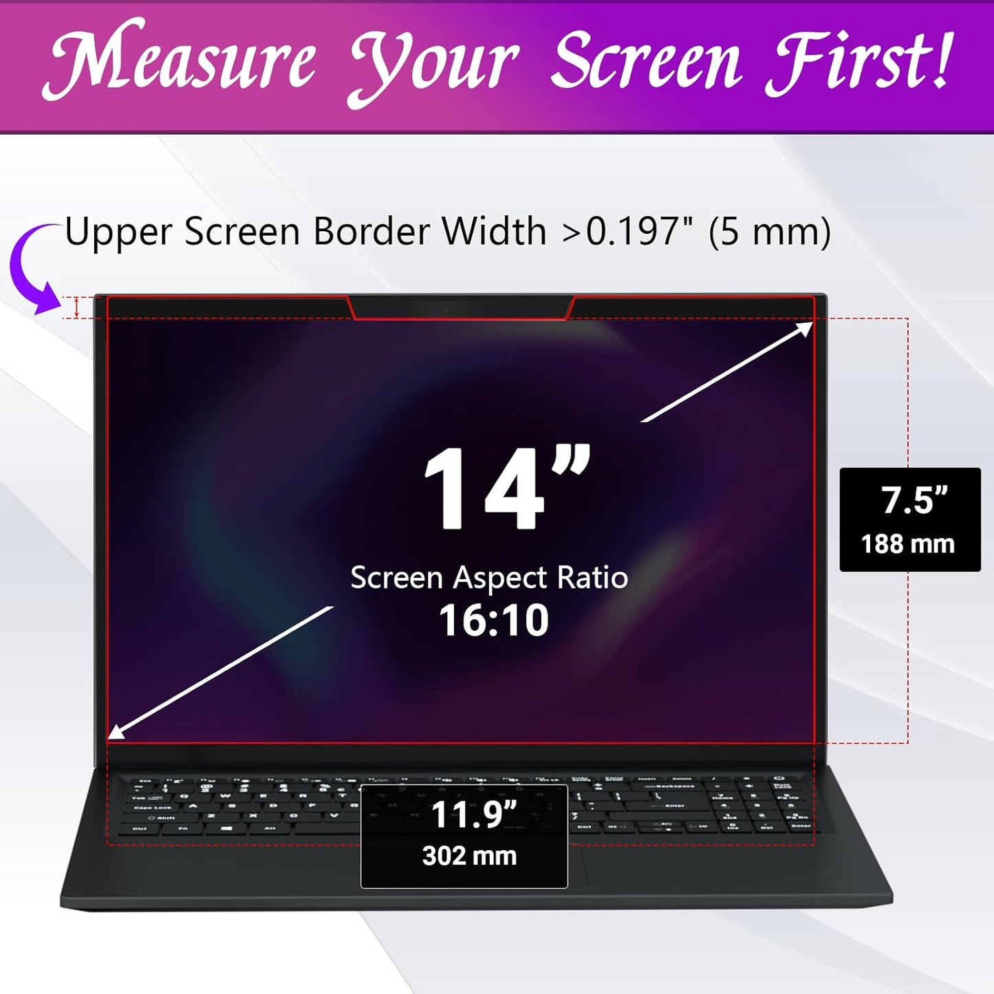 PYS Magnetic Laptop Privacy Screen Filter 15.6 Inch 16:9 - Detachable Computer Screen Privacy Shield, Anti-Glare Blue Light, Removable 15.6" Screen Protector for Lenovo, HP, Dell, Acer, ASUS