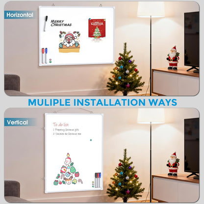MaxGear Double-Sided Dry Erase Board for Wall, 16"x12" Hanging Whiteboard, Small Dry Erase White Board with 3 Markers and 4 Magnets, Portable Whiteboard for Planning, Drawing, Memo, to Do List