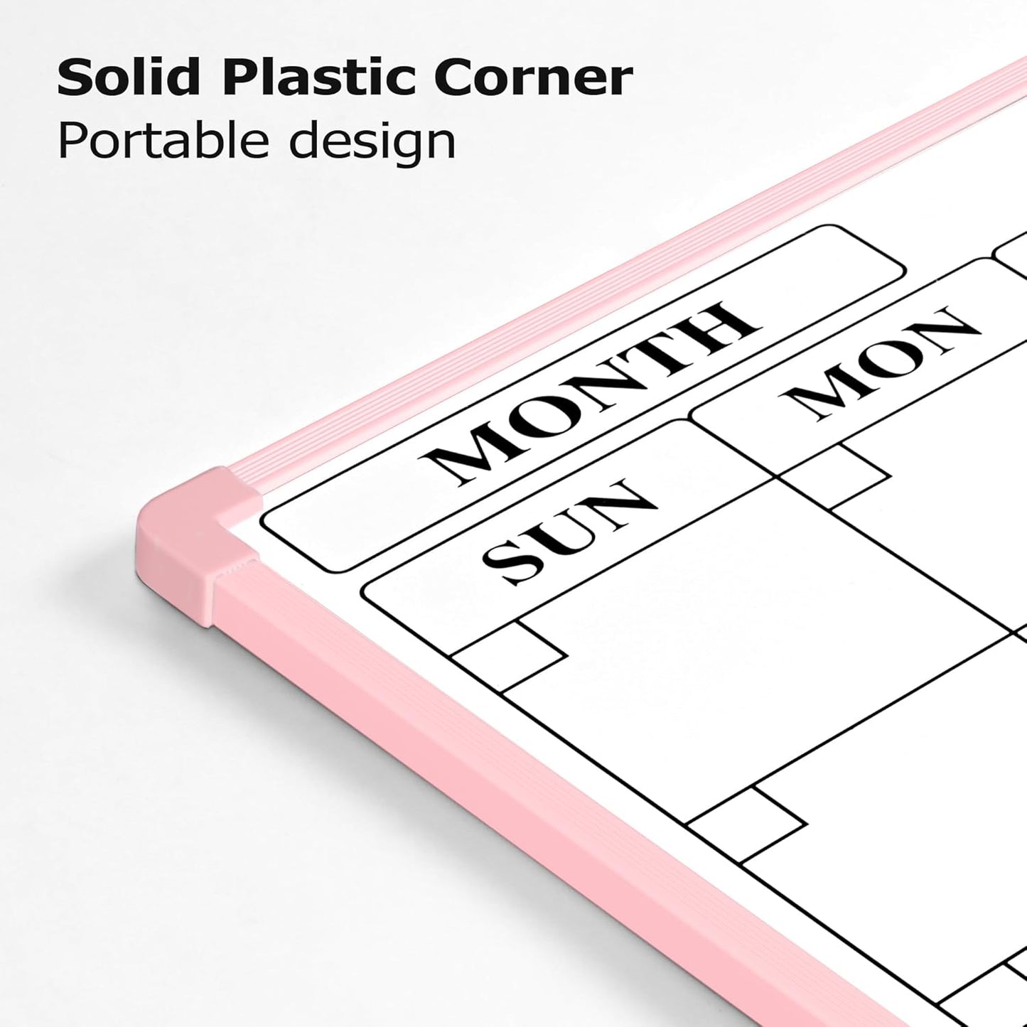 Monthly Whiteboard Calendar for Wall, Small 16" x 12" Dry Erase Board with Plastic Frame, Hanging Dry Erase Calendar with 3 Mini Sticky Notes for Kitchen Planner, Memo, Home and Office
