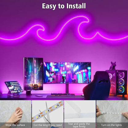 echosari Strip Lights USB 5V, 9.8Ft 180 LED Strip Lights Cuttable 2835 SMD Super Bright with Self-Adhesive DIY for Cabinet Photo Frames Desks Monitor Shelves Decor (Green)