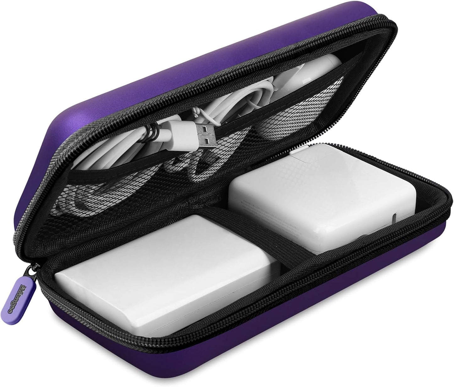 iMangoo Travel Essential Electronics Organizer Pouch Charger Case, Shockproof Dual Zipper Power Bank Cables Tech Accessories Purse, Men & Women Travel Must Have Storage Bag, 6.5x3.2x1 inch Rose Gold