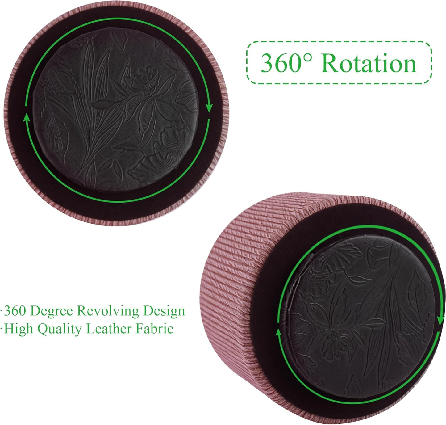 Round Leather Art Supply Organizer,Remote Control Holder,360 Degree Rotating,Multi-Functional Pencil Holder,4 Compartments Desktop Stationary Organizer(1-Fractal Flower) | Round - Colors A