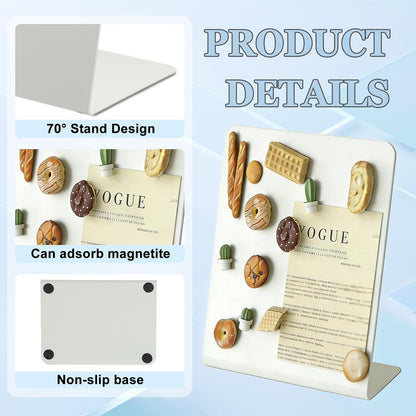2 Pack Desk Magnetic Bulletin Board Metal Tabletop Memo Souvenir/Photos Display Board Magnet Display Stand for Home School Kitchen Office (2, White, ARC)