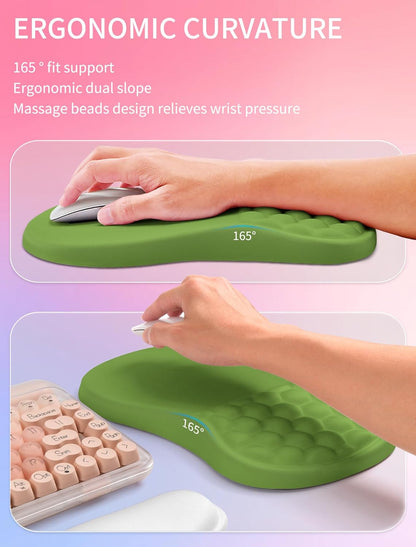 Hokafenle 2in1 Combination, Wave Keyboard Wrist Rest and Ergonomic Curvature Mouse Pad Wrist Support for Relieve Wrist Pain, Filled with Soft Cushion Memory Foam, Black