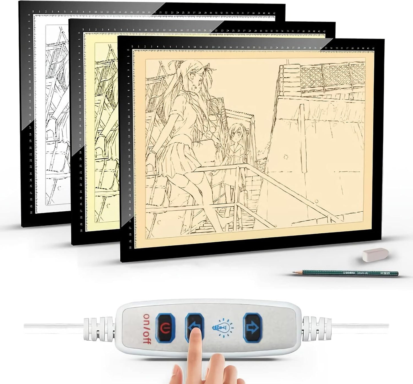 A0/A1/A2/A3/A4 Tracing Light Box, Portable Ultra-Thin Stepless Dimmable Brightness LED Light Pad, Wireless Rechargeable Led Light Board for Diamond Painting Sketching Drawing