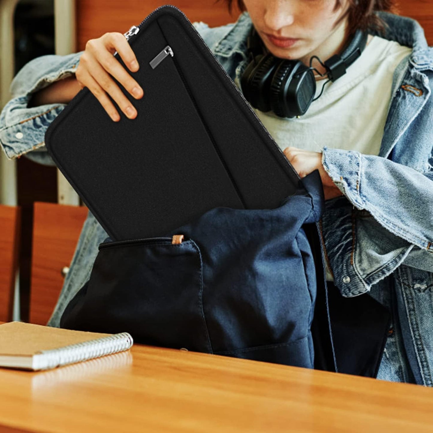 Laptop Sleeve 15.6 inch, Durable Computer Carrying Bag Protective Case Briefcase Handbag with Front Pocket, Slim Laptop Cover for 15-16 Inch HP, Dell, Lenovo, Asus, Notebook, Black