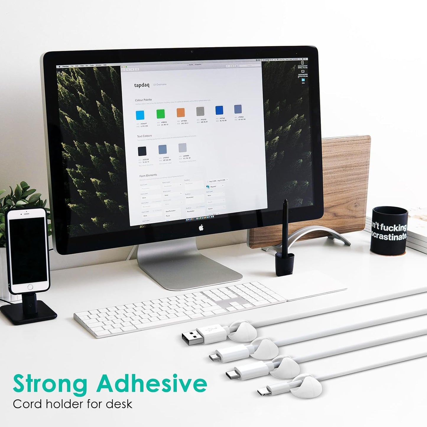 12 Pack Cable Clips, Znben Cord Organizer Holder Adhesive Cable Management Charger Wire Holder Clips for Desk, Home, Office, Car, Cubicle, Nightstand Black