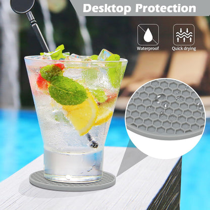 TWTLi Silicone Coasters Set of 8 with Holder,Coasters for Drinks,Beer,Coffee Coasters,Suitable for Kinds Cups,Hot or Cold,Anti-SLI,Non-Stick,Anti-Overflow Tabletop Protection and Decor (8 Pcs, Black)