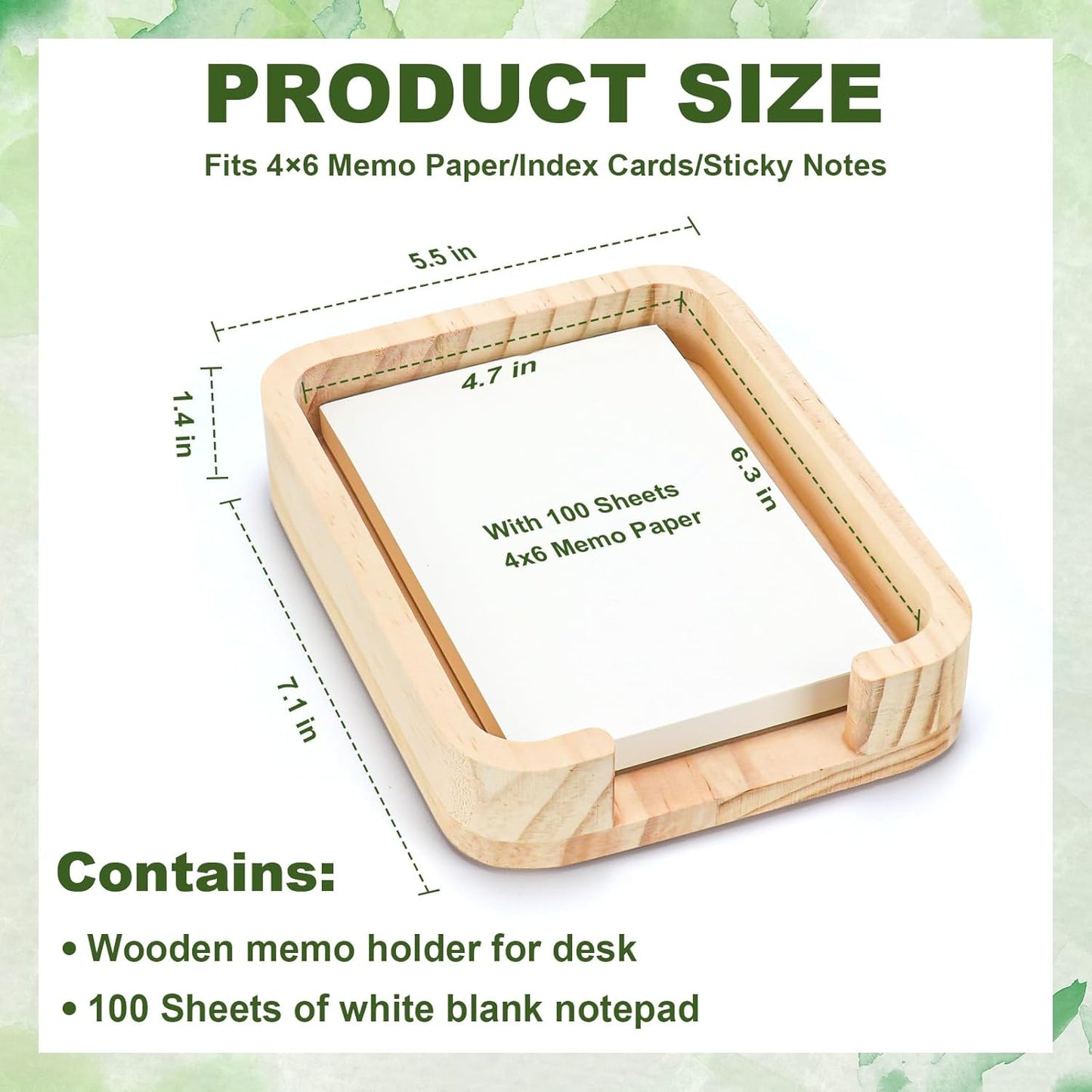 4x6 Memo Paper Holder Organizer for Desk Black Wooden Note Paper Tray with 100 Sheet Blank Memo Pads 4x6 Index Card Tray Black Wood Sticky Note Holder for Office Home School