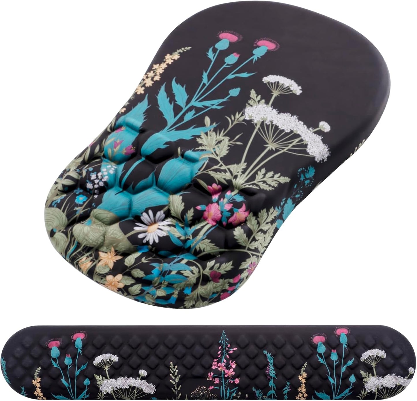 Mouse Pad Wrist Support, Laokiiy 2 in1 Keyboard Wrist Rest+ Ergonomic Mouse Pad, Non-Slip Wrist Rest for Computer Keyboard, Made Easy Typing & Relieve Wrist Pain（Banana Leaf Green）
