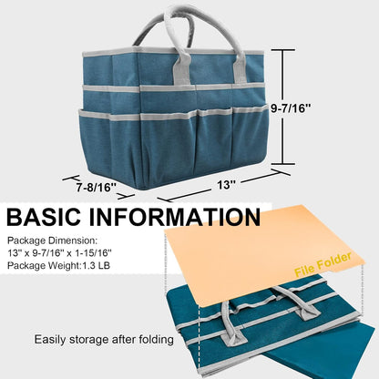 Cupohus Art Organizer Craft Storage Tote Bag with Pockets and Handles, Oxford Fabric Carrying Caddy for Teacher, Officer, Artist, Traveler –Purple